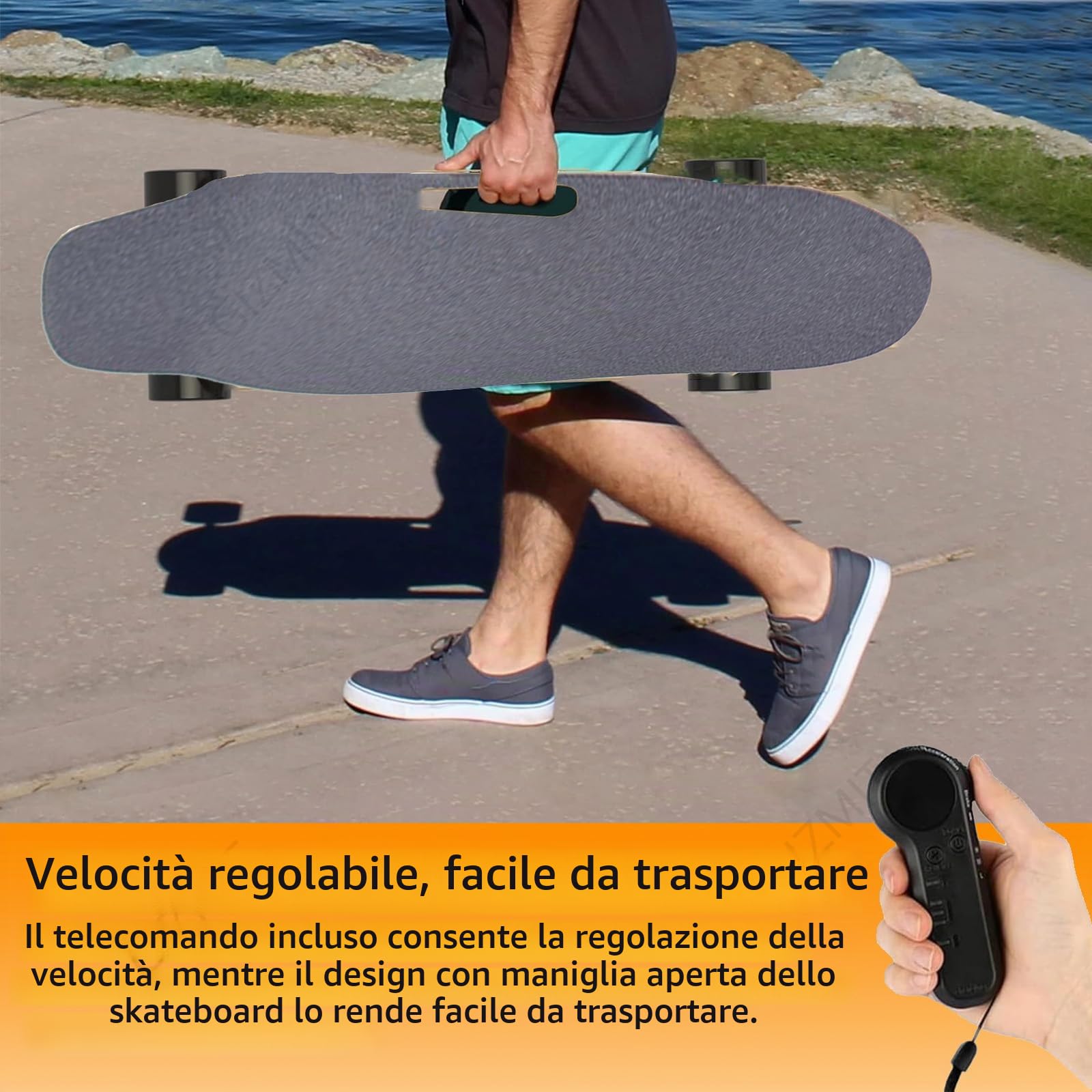 Skateboard elettrici per adulti, skateboard elettrico per tutti i terreni con telecomando - velocità massima 15mph, autonomia 8 miglia, skateboard per adolescenti e adulti, struttura resistente