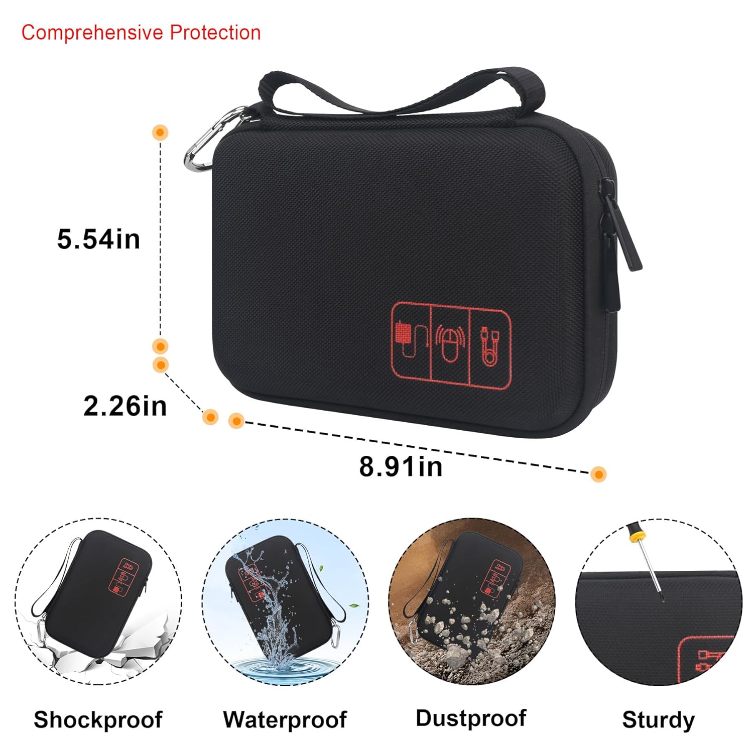 Elonbo Carrying Case for Klein Tools ET310 AC Circuit Breaker Finder & 80041 Outlet Repair Tool Kit & RT250 for GFCI Receptacle Tester, Electrical Tools Storage Organizer Holder Bag, Black