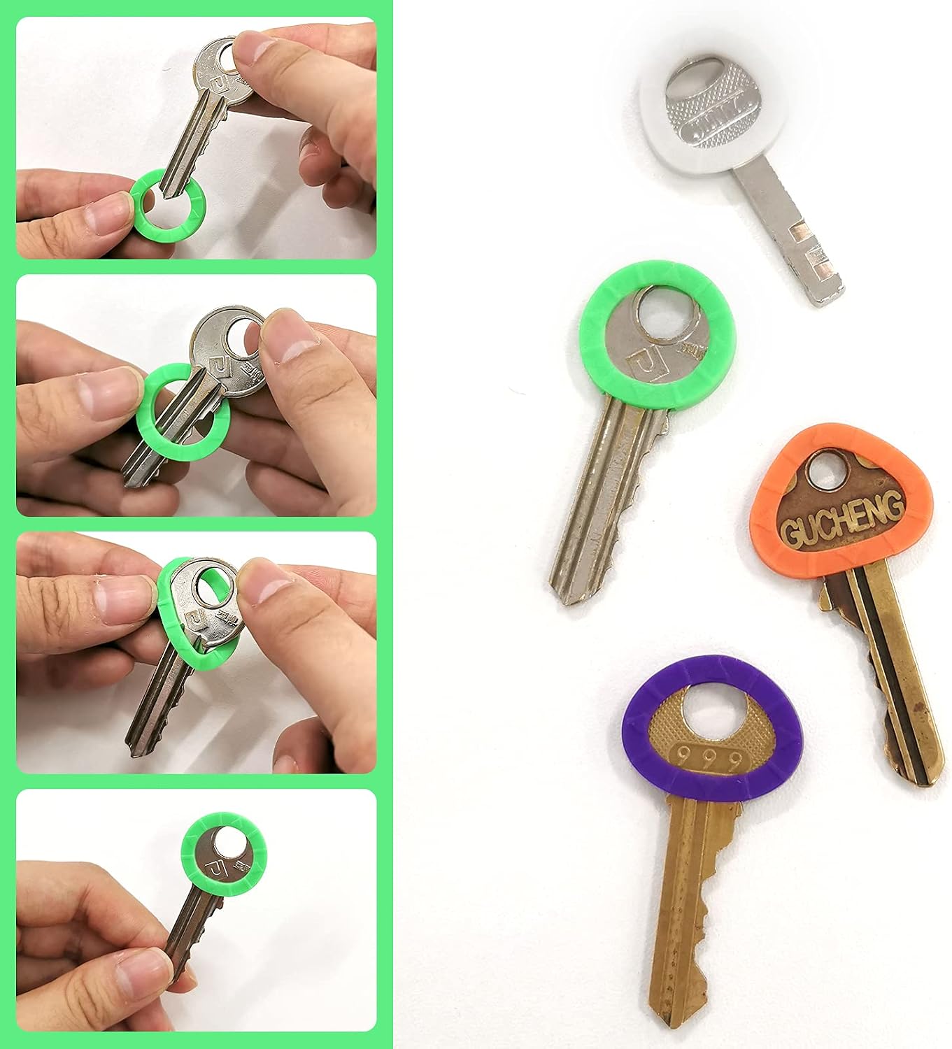 Daily Treasures 78Pcs Key Caps Tags Covers Set, 48Pcs Plastic Key Identifier Covers & 24Pcs Plastic Tags Labels with 6Pcs Wire Keychains-ID Ring Toppers for Organization House (8 Colors, 2 Styles)
