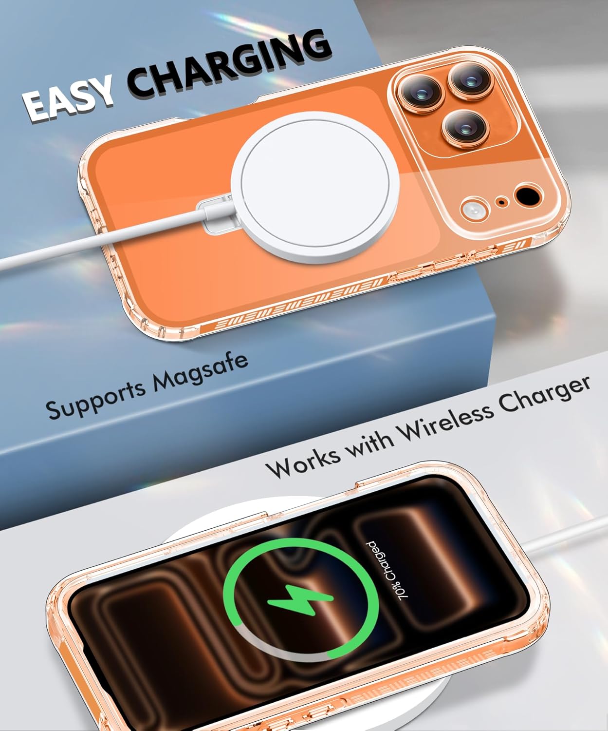 Compatible with iPhone 17 Pro Max Case, Built-in Screen Protector & Seamless Stand, [Military-Grade Protection] Full Body Cover, Strong Magnetic Clear Phone Case for 17 ProMax 6.9" (Clear) - Image 5