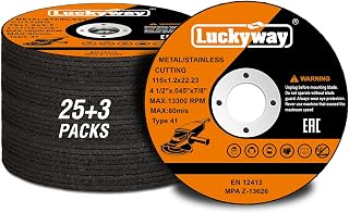 Luckyway Cut-Off Wheel, 4-1/2"x.045 x7/8" Cutting Wheel, Angle Grinder Cutting Disc for Metal and Stainless Steel Cut - 25+3 Pack