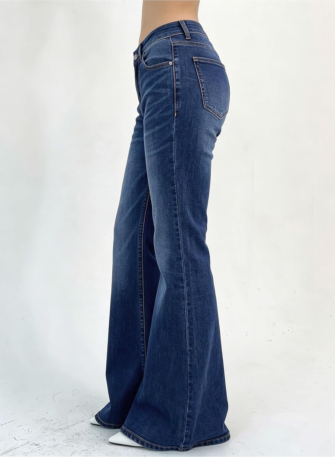 Dokotoo Women's Flare Bell Bottom Jeans Wide Leg Stretchy Denim Pants image 4