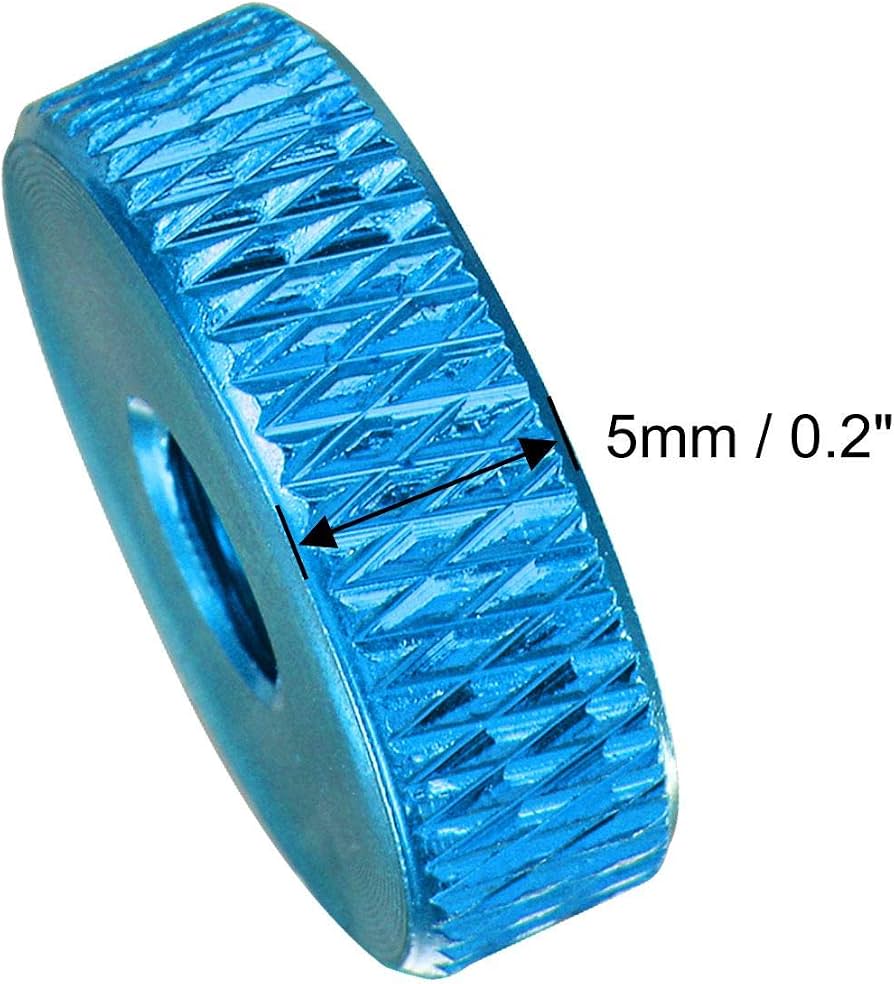 Uxcell Flat Knurled Thumb Nuts - M5 X 16mm X 5mm, Aluminum Alloy, Blue (5-Pack)