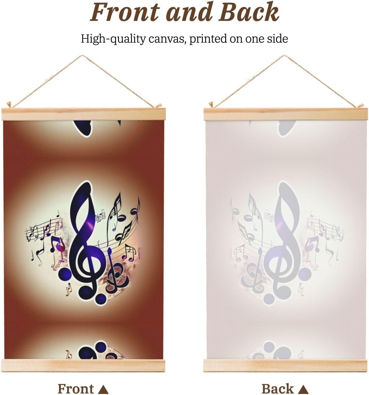 Purple Music Notes Print Poster Hanger,Hanging Poster, Poster Frame,Wood Poster Hanger, For Wall Hanging