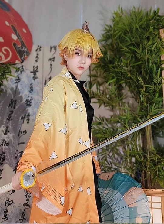 Kids Tanjirou Anime Cosplay Costume, Boys Tanjirou Kimono Uniform Outfit Halloween Costume Role Play Dress Up Full Set