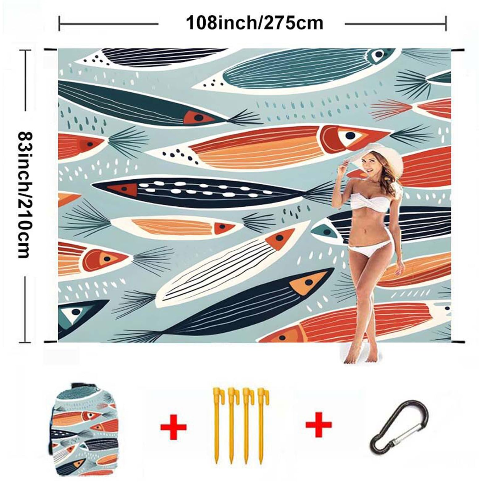 Couverture de Plage Grande 200 * 210cm Tapis de Plage et pic Nique Imperméable résistante au Sable Ultra légère et compacte Voyage Couverture pour Camping,Plage,Pique-Nique en Famille