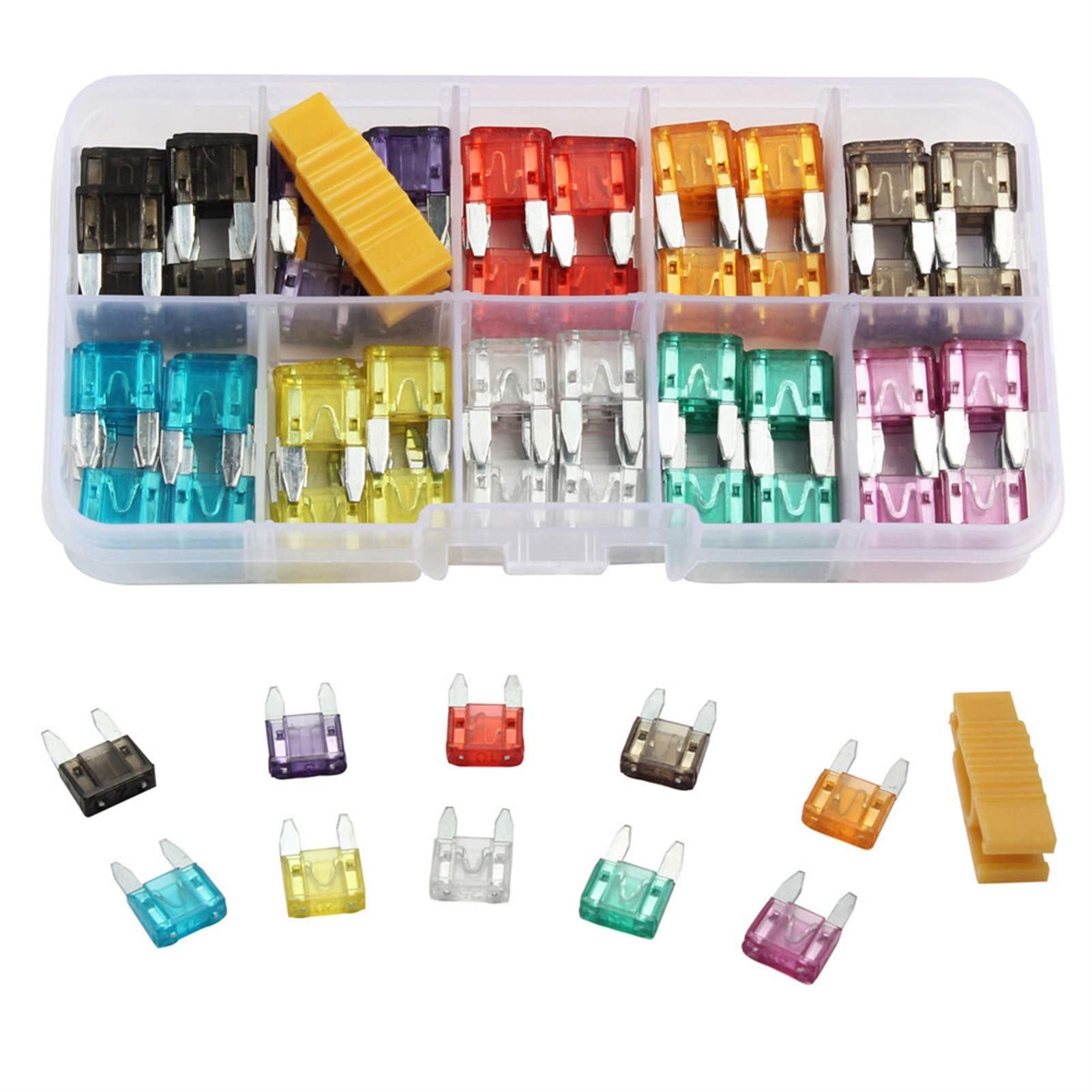 Fusibles 100 pièces Ensemble d'assortiment de fusibles de Voiture à Lame de Petite Taille, for Camion de Voiture Automatique 2.5/3/5/7.5/10/15/20/25/30/35A fusible