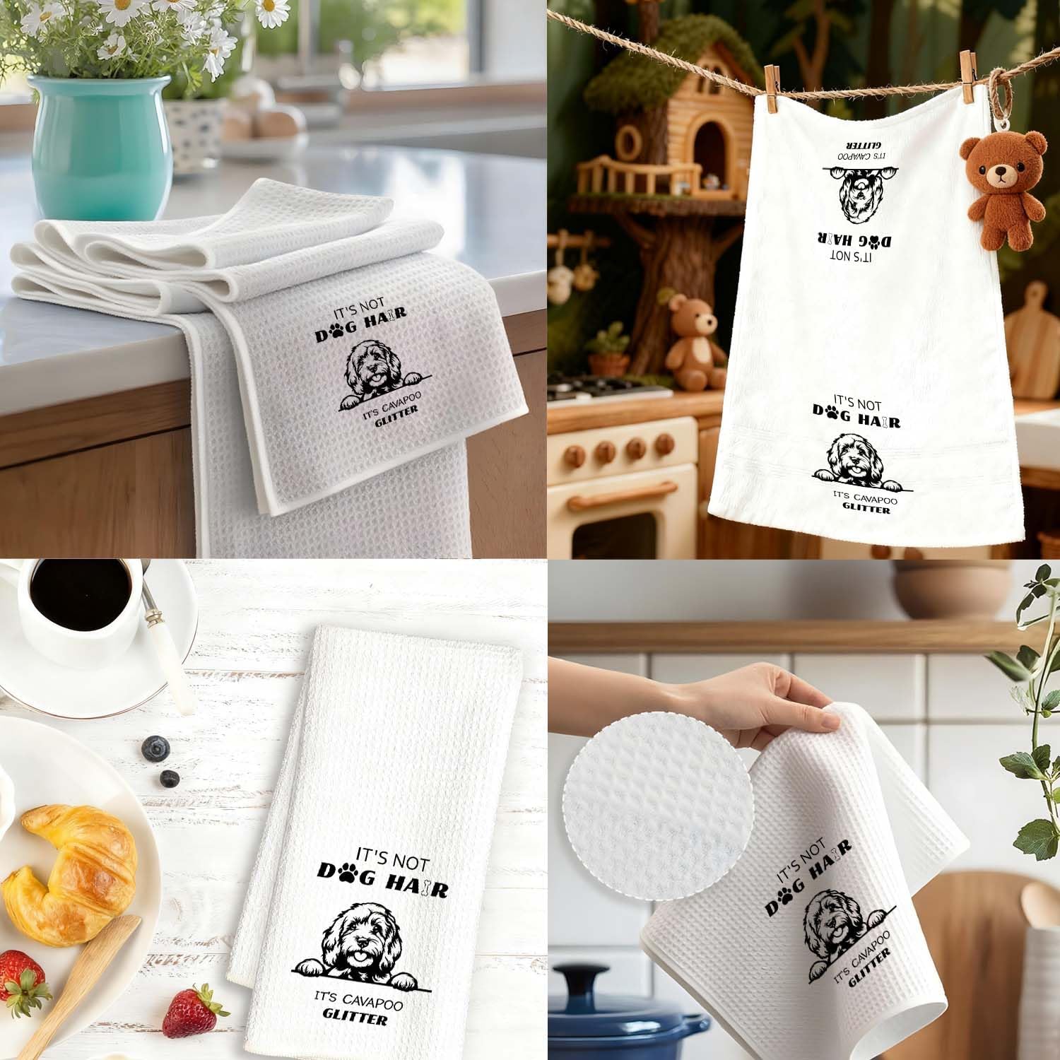Cute Cavapoo Bathroom Hand Towels,Cavapoo Gifts for Women Dog Lovers Decorative Hand Towels for Bathroom Washroom,Funny Dog Kitchen Dish Tea Towels,16x24 Inch - Image 5