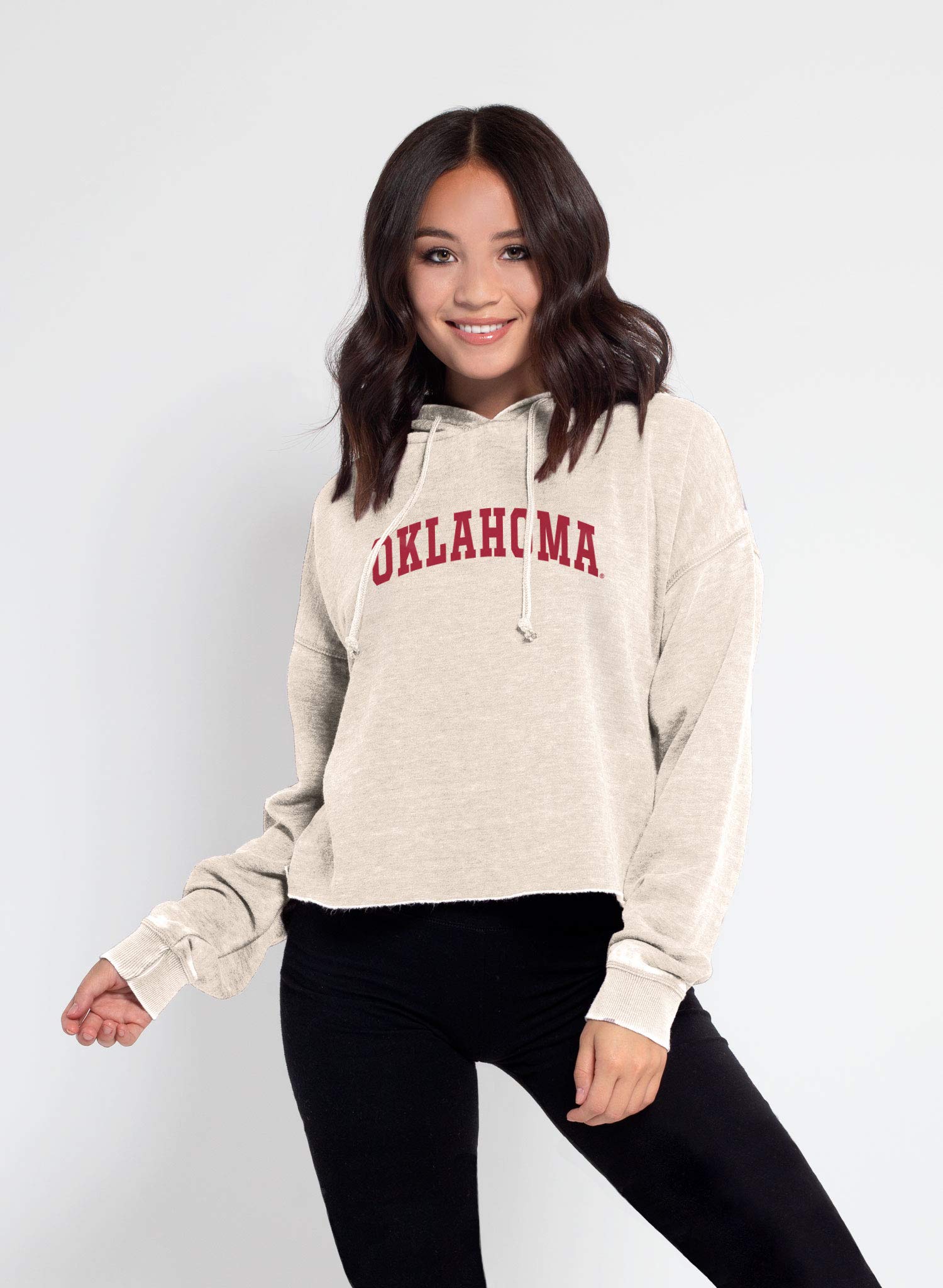 Oklahoma Sooners Women's Burnout Campus Pullover Sweatshirt - Oatmeal, Small - Game Day Tunics & College Apparel