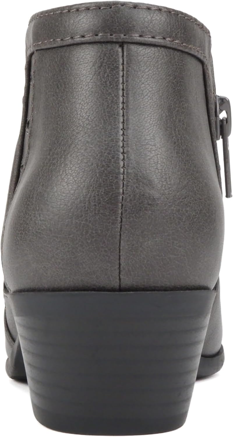 Soda CHANCE Womens Perforated Cut Out Stacked Block Heel Ankle Booties (Wide Fit Available)