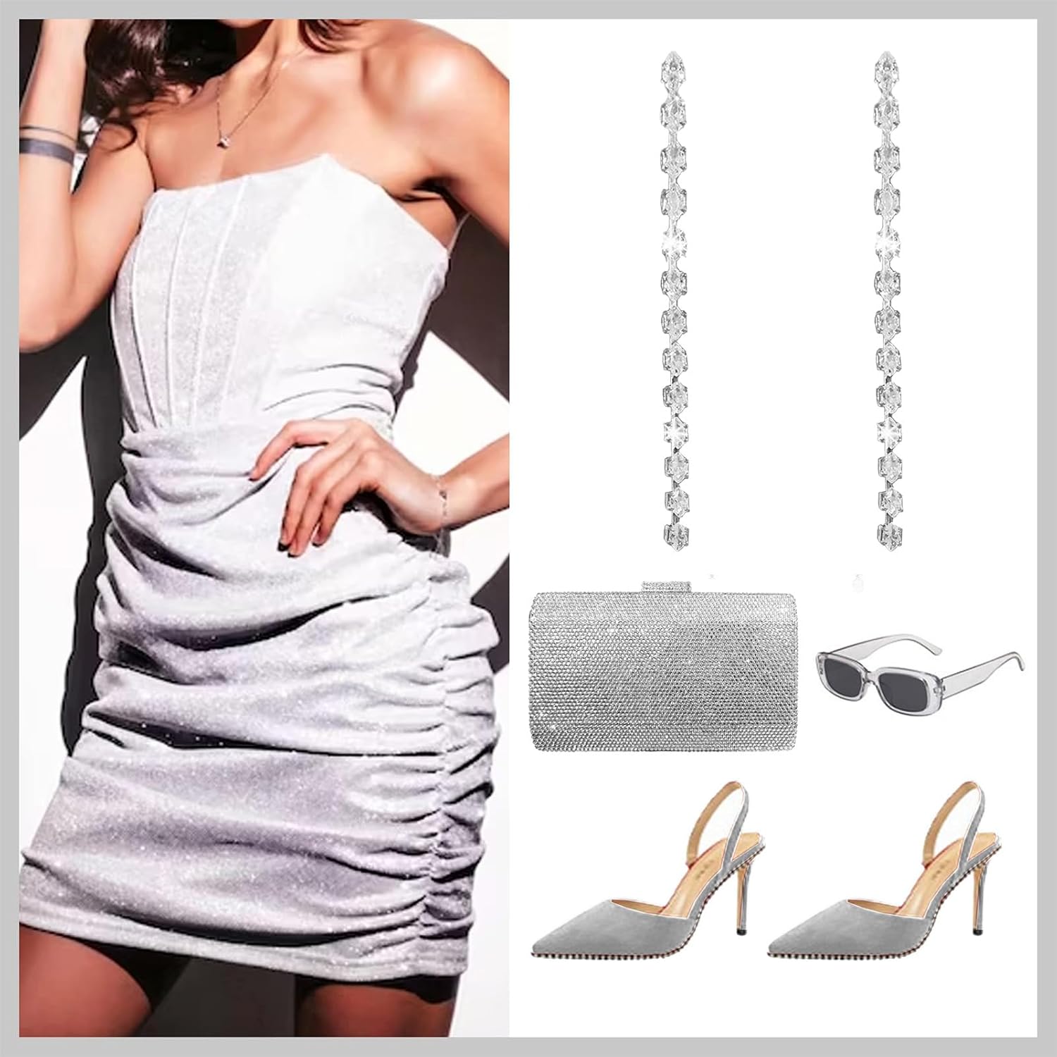 Silver Dangle Earrings for Women Cubic Zirconia Long Drop Earrings Prom Wedding Party Jewelry New Year Gifts - Image 3