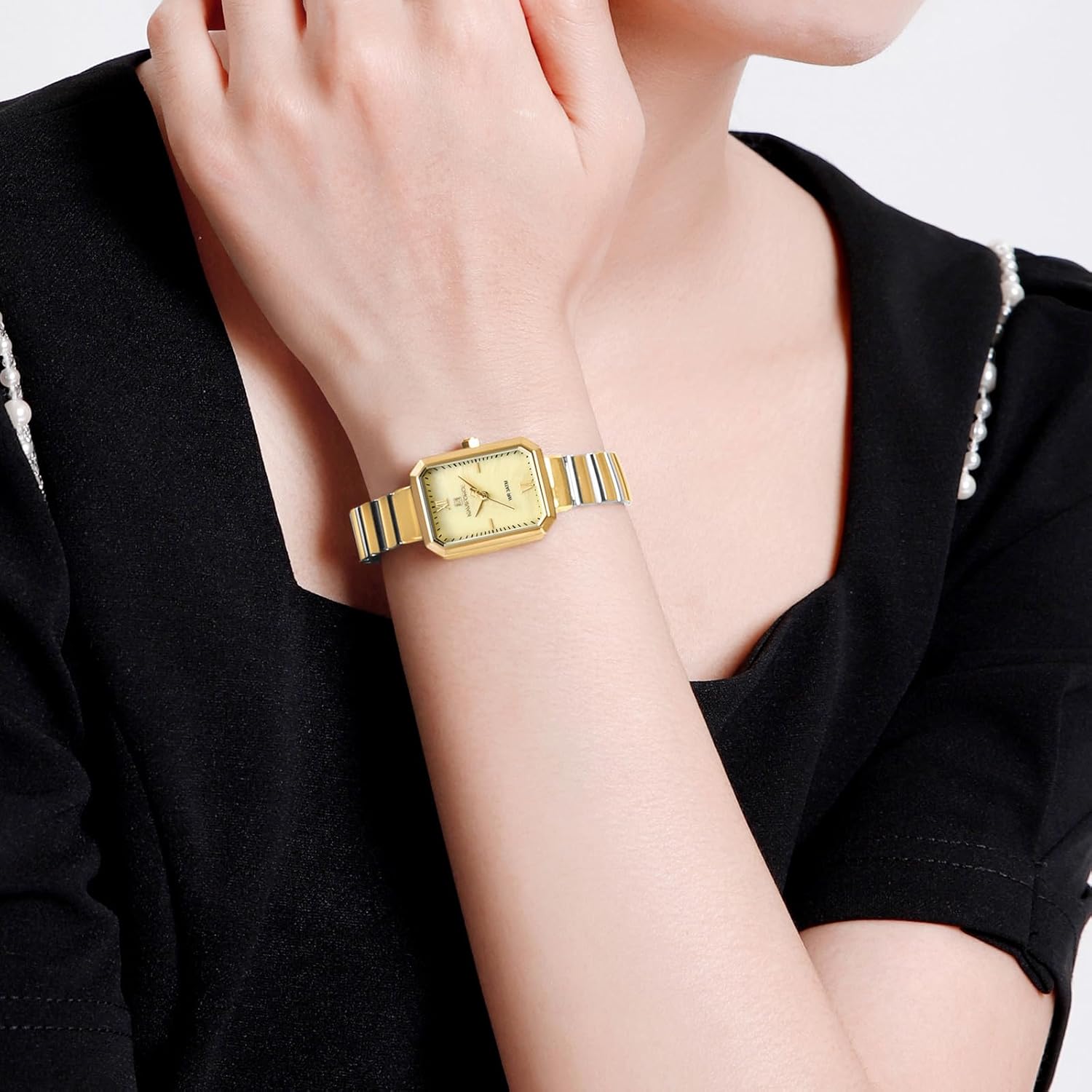 NAVIFORCE Woman Simple Retro Style Bracelet Stainless Steel Watches, Vintage Rectangular Case Watch for Women with Adjustment Tool - Image 7