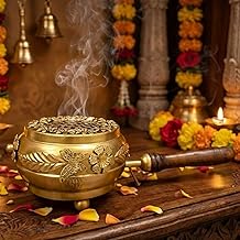 DSH Home Purifying Hand-Loban Incense Burner, Loban Burner with Handle, Dhoop Dhuni Burner Sambrani Dhoop, Resin & Home Office Temple Prayer Butler (LBN-07)