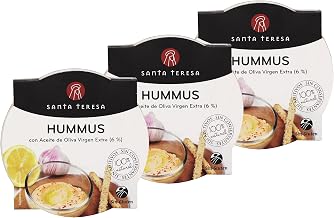 Santa Teresa Hummus with Extra Virgin Olive Oil, 100% Natural, Gluten Free, High Fiber, 3x180 Grams