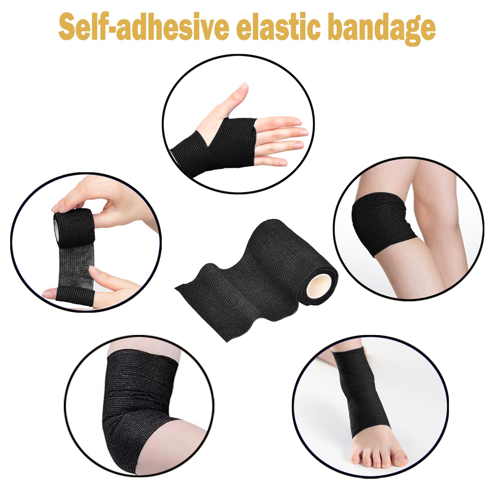 12 Rollos Vendas Autoadhesivas - 10 cm × 4.5 m Vendaje Elástico Cohesivo 6 Patrones Tape Cinta Banda Venda para Mascotas para Primeros Auxilios para Manos, Pies, Rodillas, Brazos Proteccion