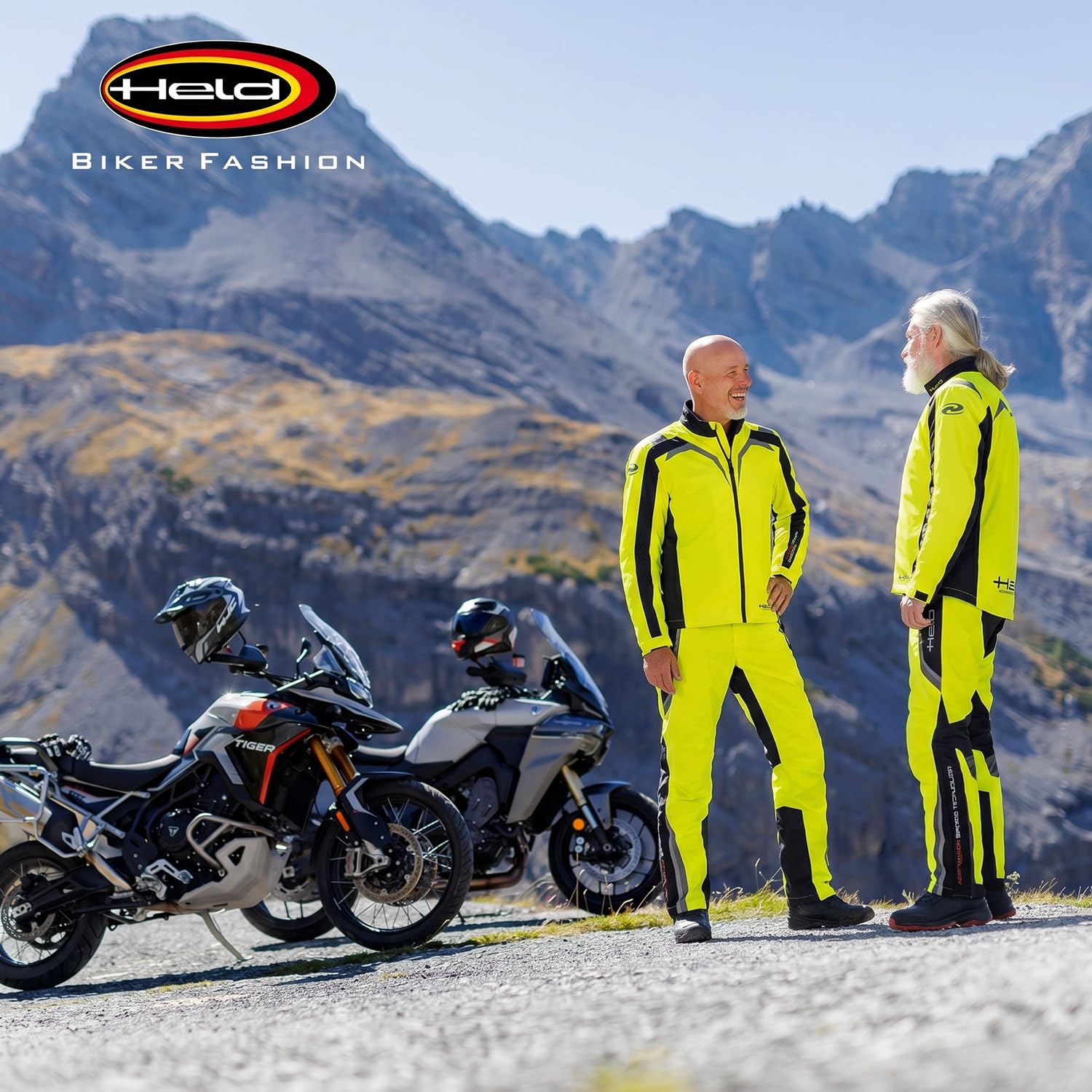 Held Rainblock 2 Top - Sport Motorrad Regenjacke Damen - Membrane 100% Wasserdicht, Atmungsaktiv - Reflex Einsätze - Außentaschen - Ärmelsaum weitenverstellbar - Schwarz Neongelb