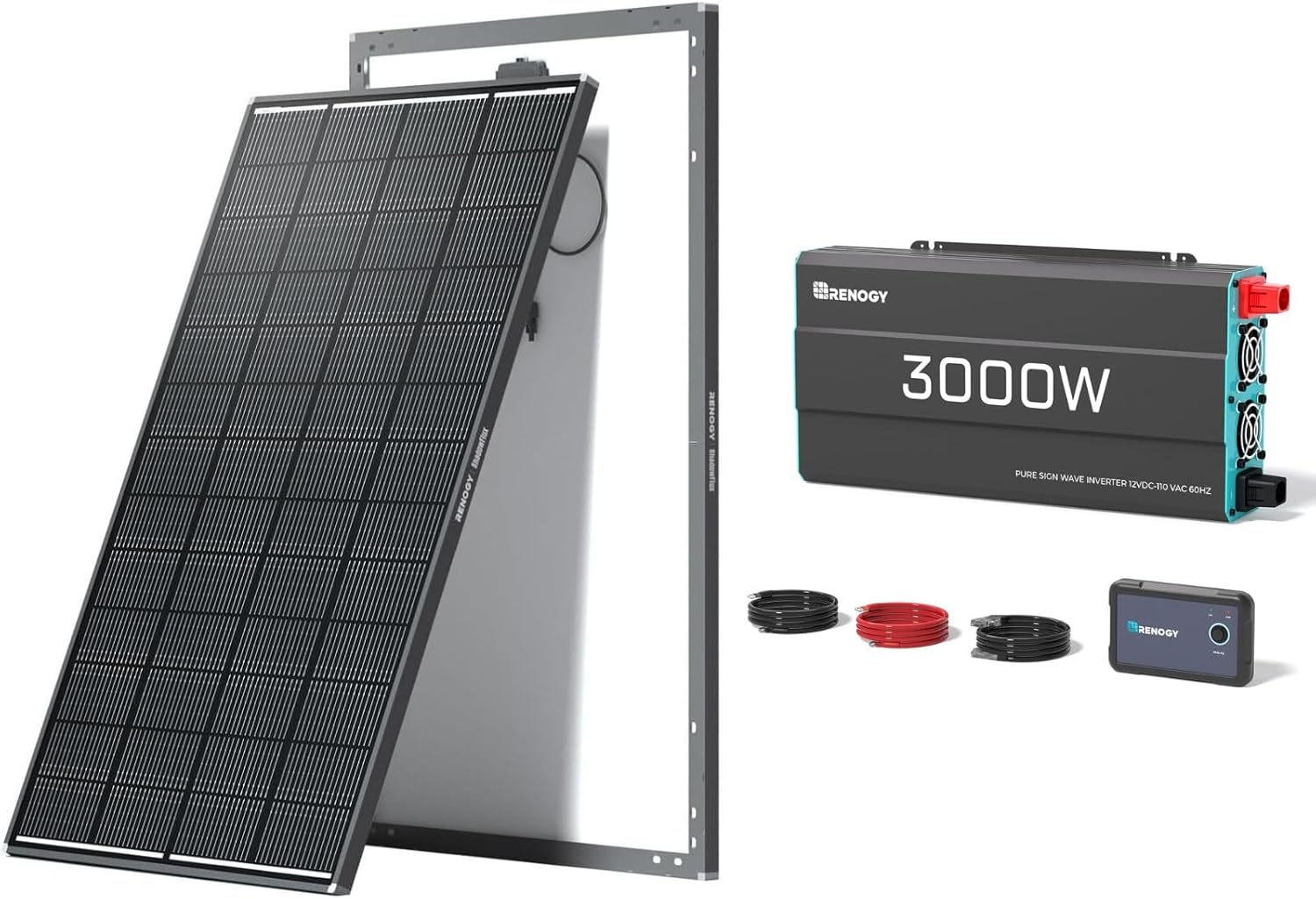 200W ShadowFlux Solar Panel + 3000W Pure Sine Wave Inverter Bundle – Off-Grid Power Kit for RV, Camping & Emergency Backup