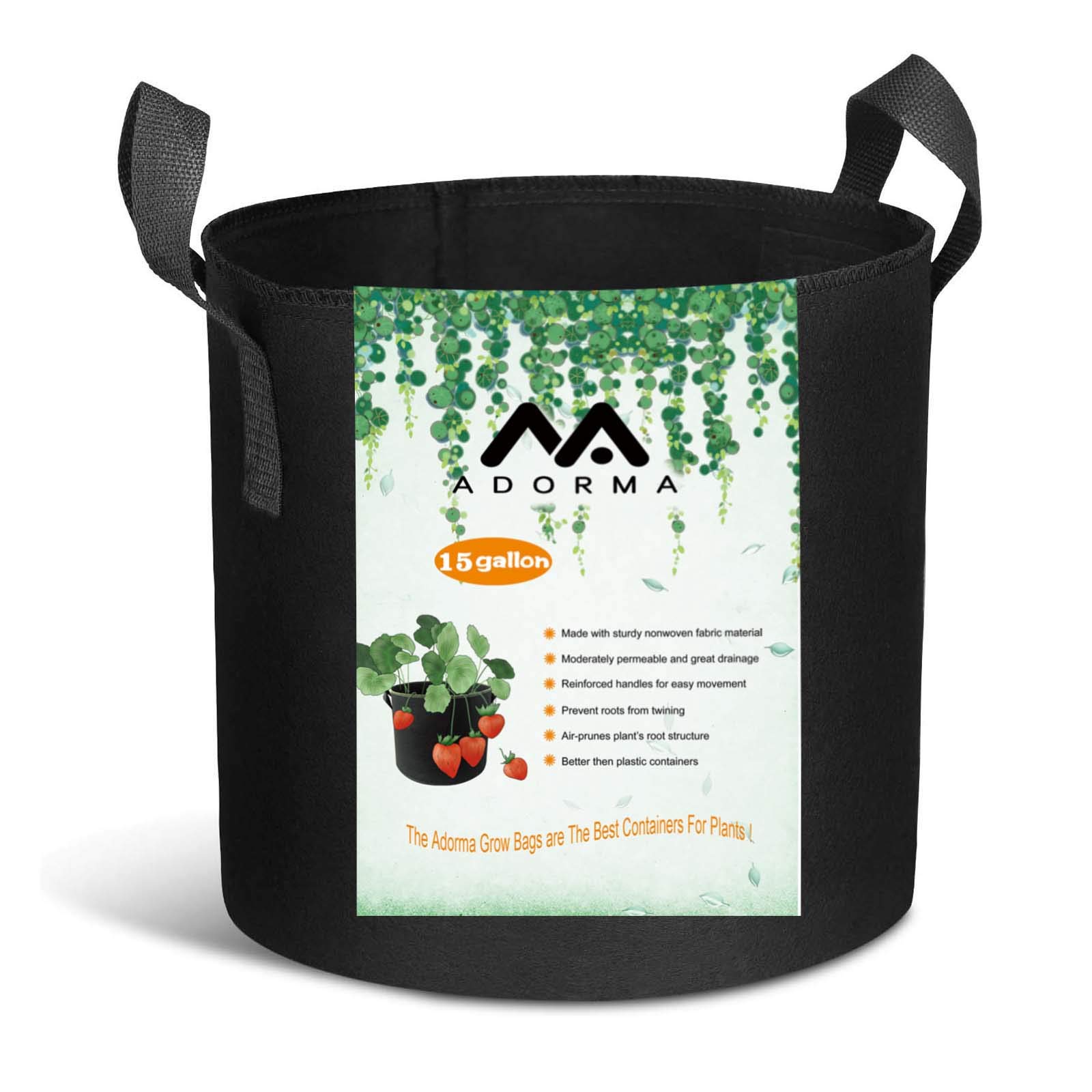 Worki do uprawy roślin o pojemności 57 litrów, wykonanych z wytrzymałej, pogrubionej włókniny 300 g, z uchwytem, 12 sztuk