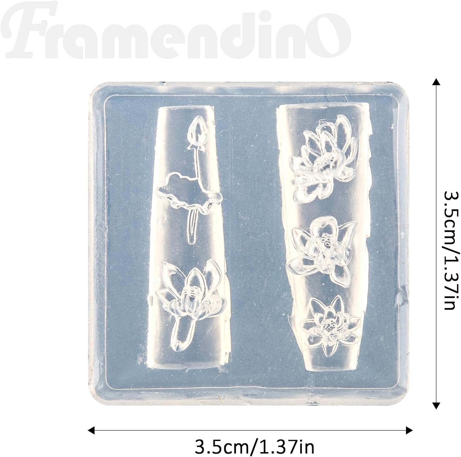 Framendino, 2 Pack 3D Lotus Flower Nail Art Silicone Mold Resin Floral Carving Template for Manicure Supplies