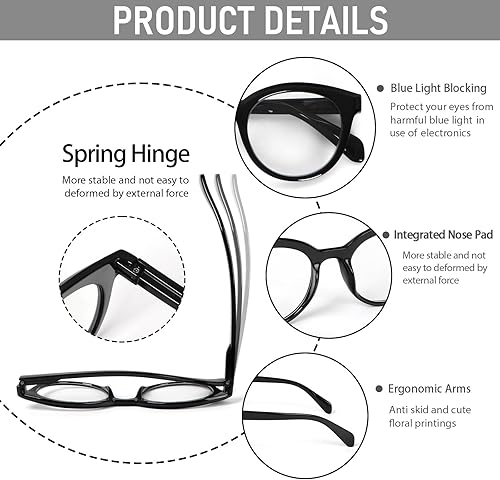 Miniatura 4 de DXYXYO Gafas de lectura estilo Oprah de gran tamaño para mujer, paquete de 3 con bisagra de resorte, bloqueo de luz azul cuadrada, lector de