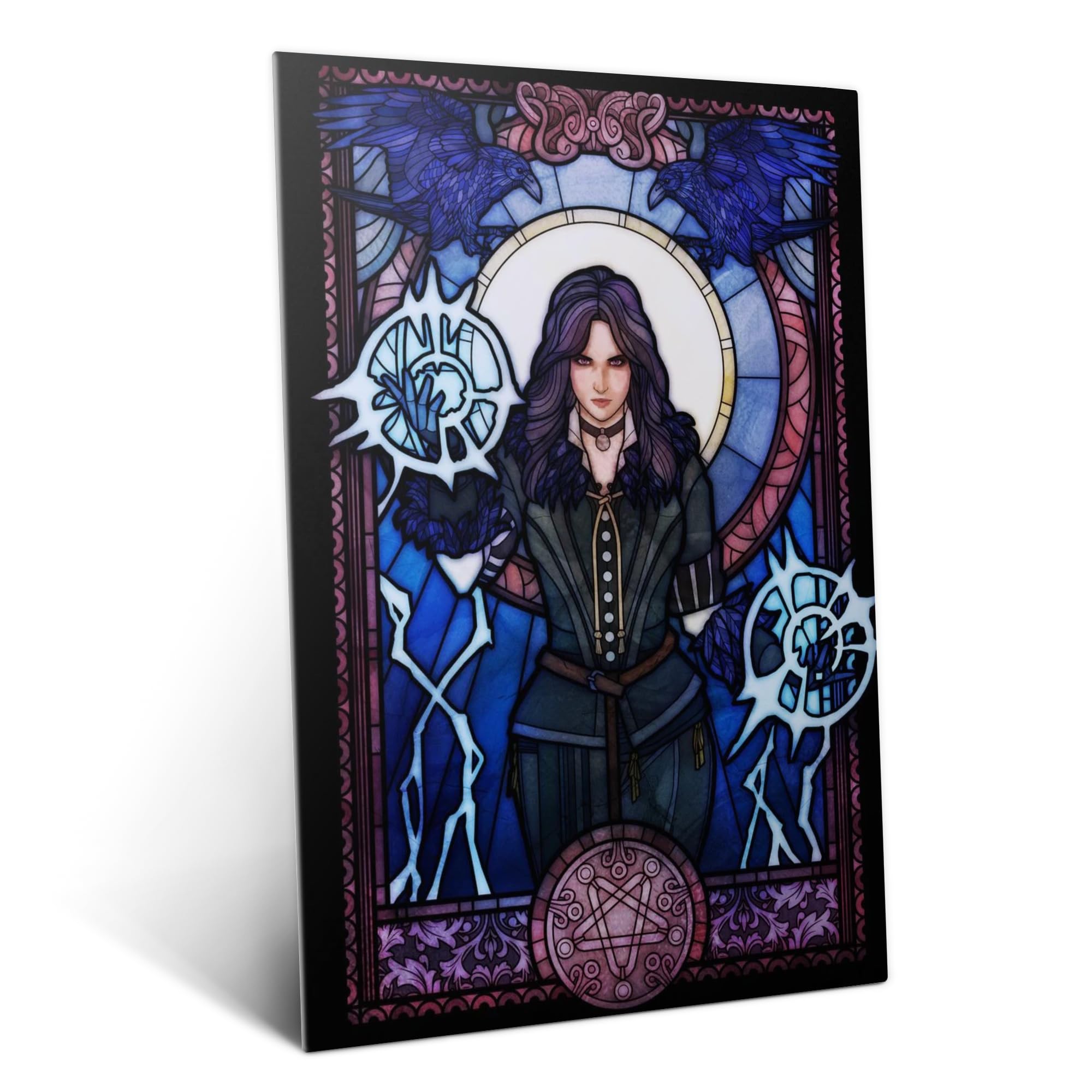 Displate Metallposter The Witcher 3 - Stained Glass - Yennefer Plakat - Spielzimmer Zimmer Deko - Bilder Schlafzimmer - Geschenk - Wanddeko Metall Poster 32 cm x 45 cm