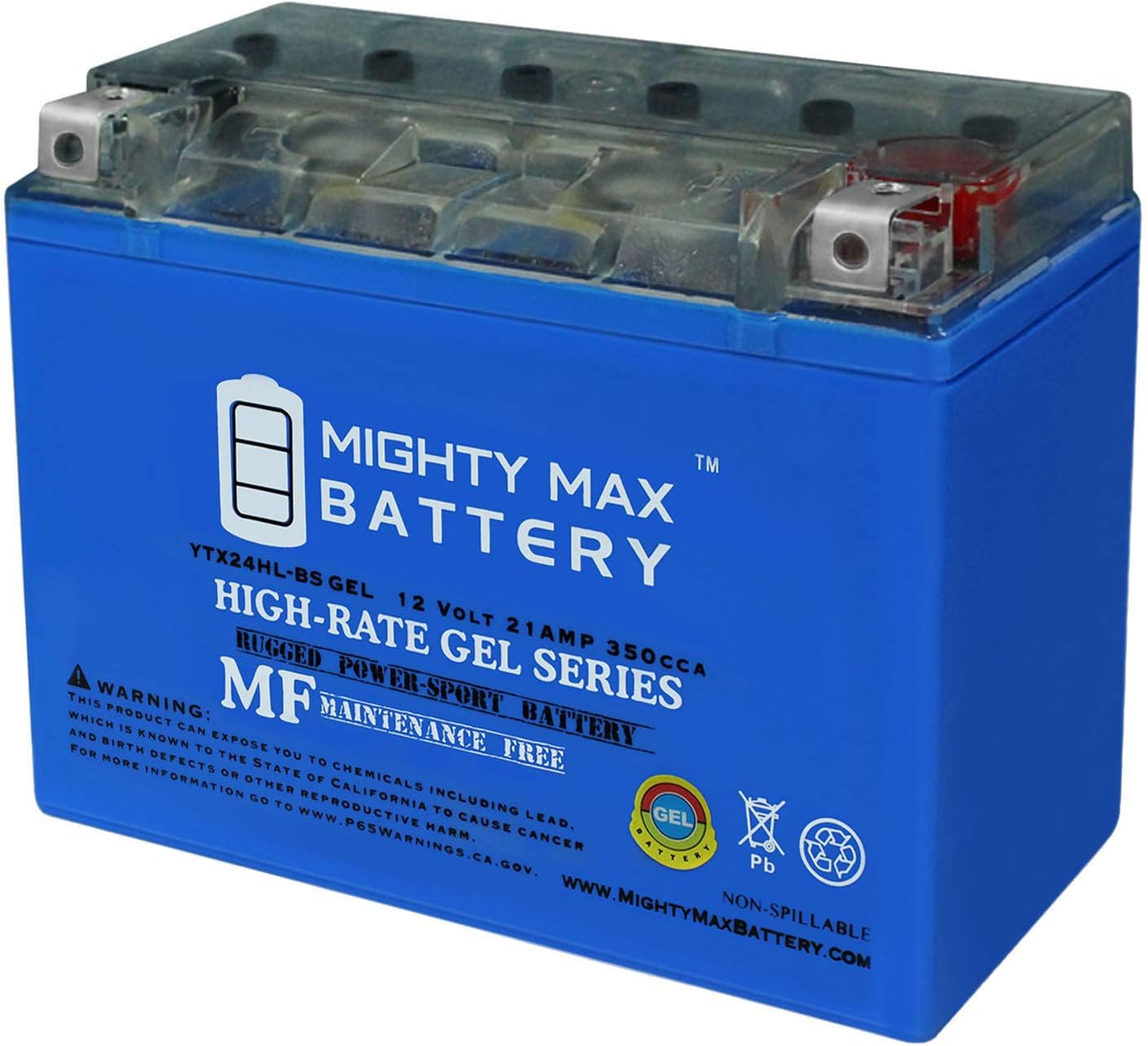 Mighty Max Battery YTX24HL-BS 12V 21AH GEL Battery for Arctic Cat T660 Turbo '04-07