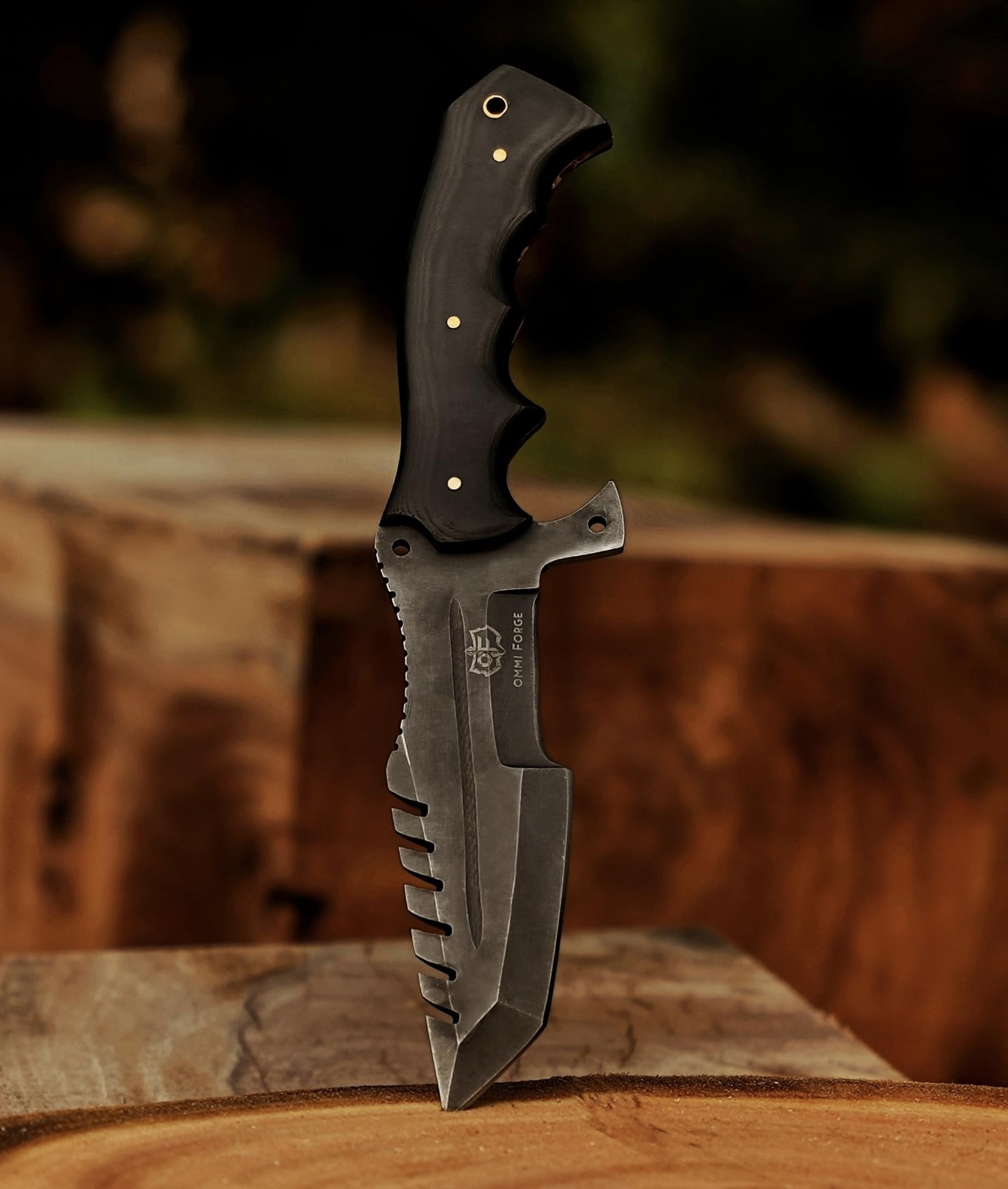 Ommi Forge Handmade Tracker Hunting Knife Full Tang with Leather Sheath-Best for Outdoor Camping- Men Gift