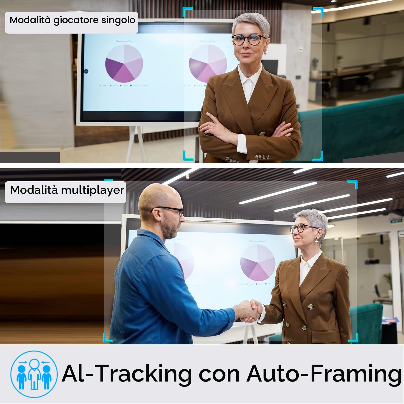 Angetube 4K Streaming Webcam con AI Tracking, HDR, AI doppio microfono con cancellazione del rumore, modalità specializzate Webcam USB 3.0 Ideale per riunioni, conferenze, live Streaming