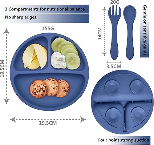 Miniatura 6 de Juego de alimentación de silicona para bebés, juego de suministros de destete para bebés, juego de platos de autoalimentación para niños pequeños