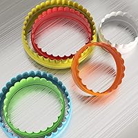 Vista 5 de 6 Pieces Scalloped Round Cookie Cutters Plastic for Baking Biscuit Fondant Cake Cutters Two Side Double Sided Fluted and Plain Edge Cookie Cutters