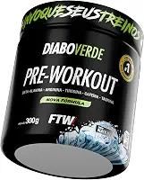 FTW Pré-Treino Diabo Verde em Pó com Cafeína, Aminoácidos Beta‑Alanina e Arginina para Treinos e Atividades Físicas - Pote 300 g (Black Ice)