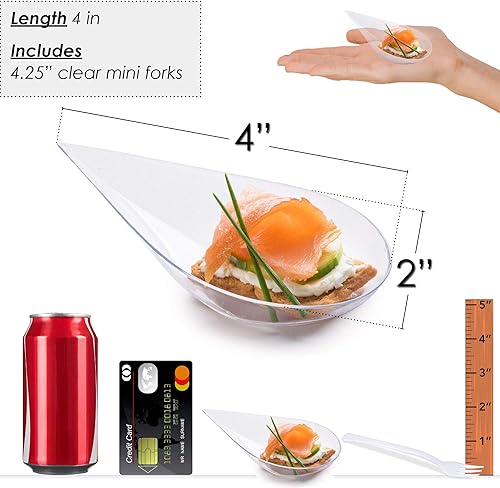 Miniatura 4 de DLux 500 mini platos para aperitivos de 4 pulgadas, cucharas de plástico transparente reutilizables, platos para postres y aperitivos, platos para