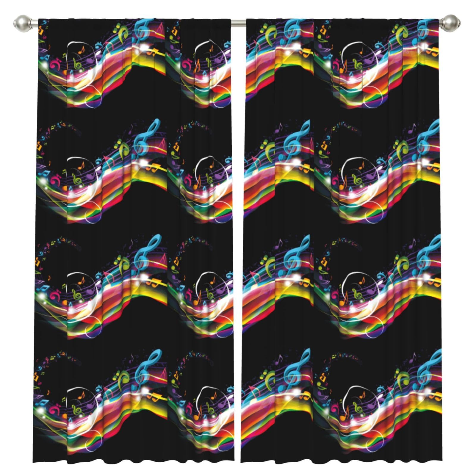 InOmak Colorful Music, 2 Panels Window Curtains 52 x 84 Inch Blackout Curtains for Living Room Bedroom