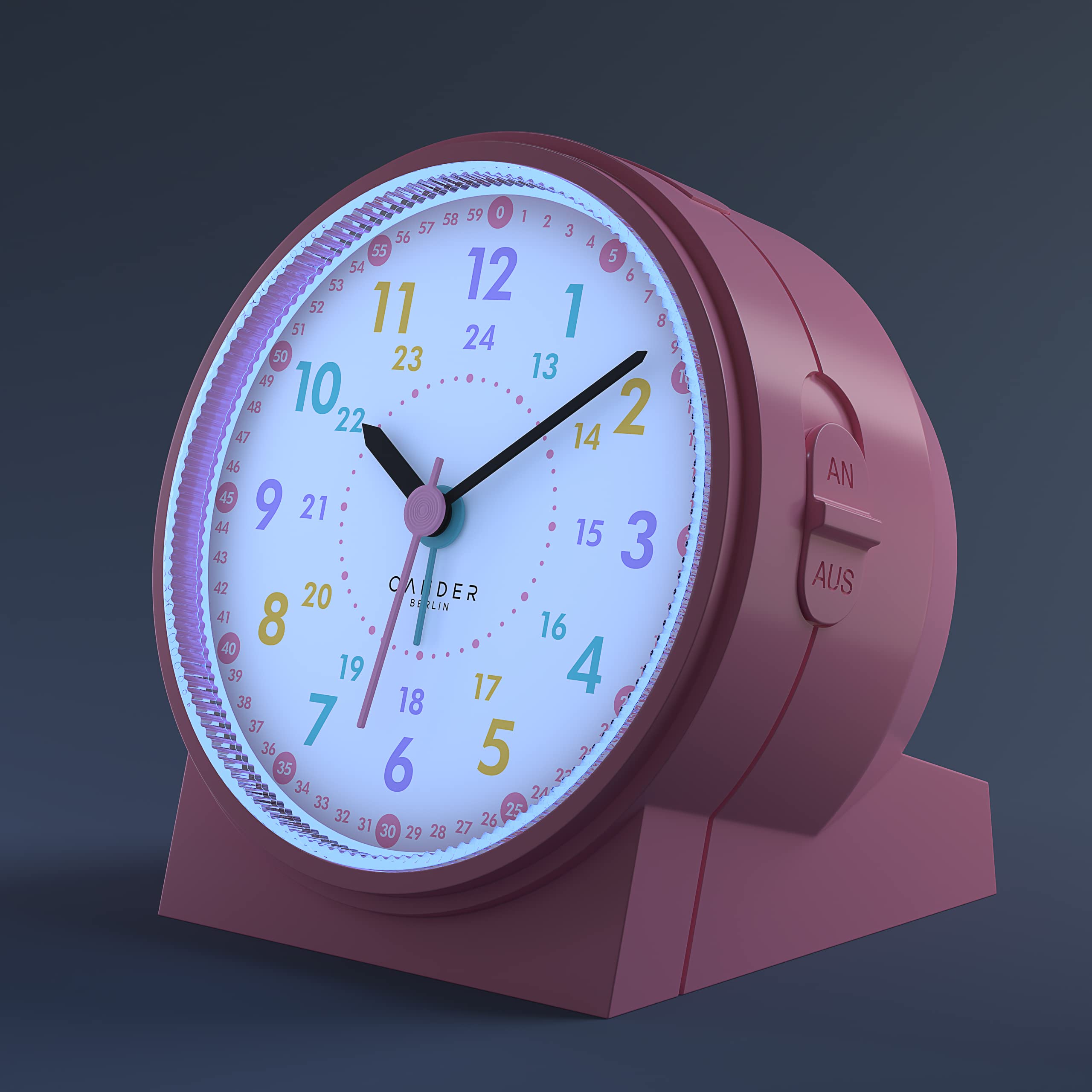 Cander Berlin MNU 1009 H - Reloj despertador infantil silencioso, silencioso, con luz y repetición, color rosa