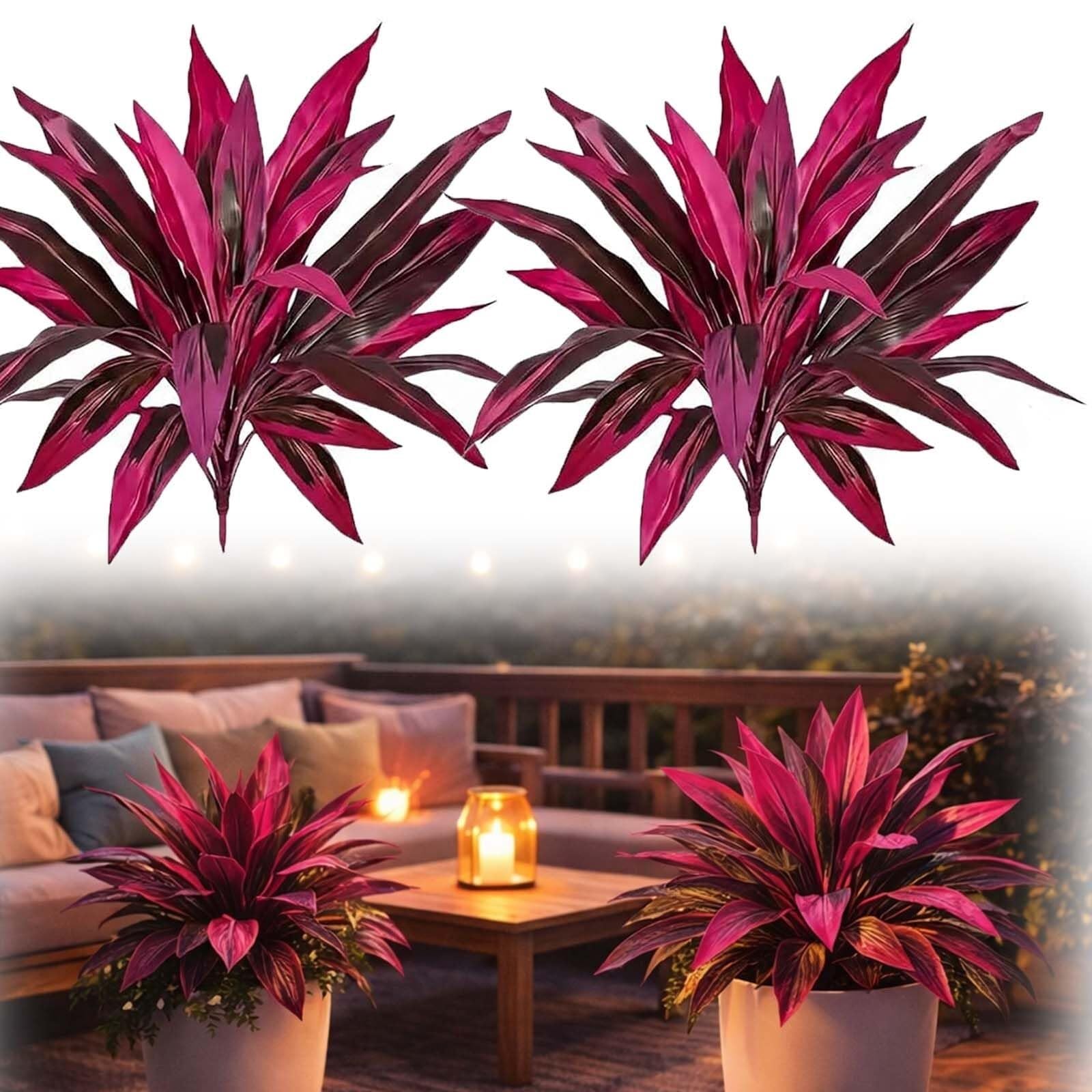 Lcpkuttr Red 2Pcs 2Pcs Large Realistic Artificial Boston Fern Dragon's Blood Tree Plants R0g612(Red 2Pcs)