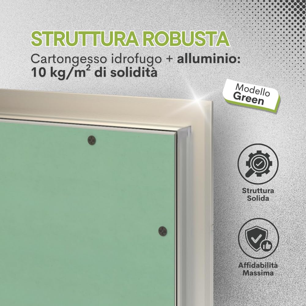 Botola di Ispezione per Cartongesso – Sportello Verniciabile a Scomparsa (60xh.50) – Telaio in Alluminio – Apertura PushPull – Per Soffitti e Parete