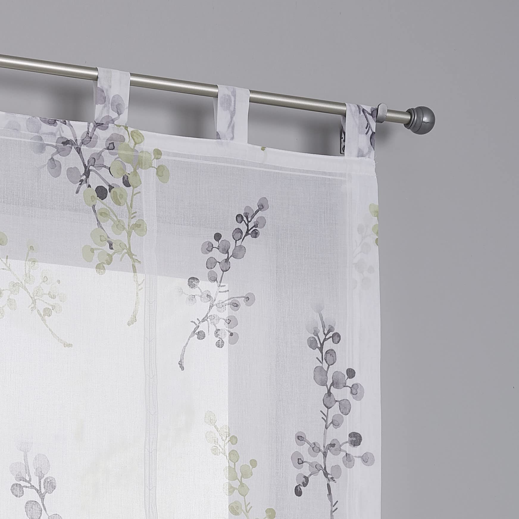 Kutti Store romain blanc Danny avec passants imprimé rideau semi-transparent (taupe, 80 x 140 cm)