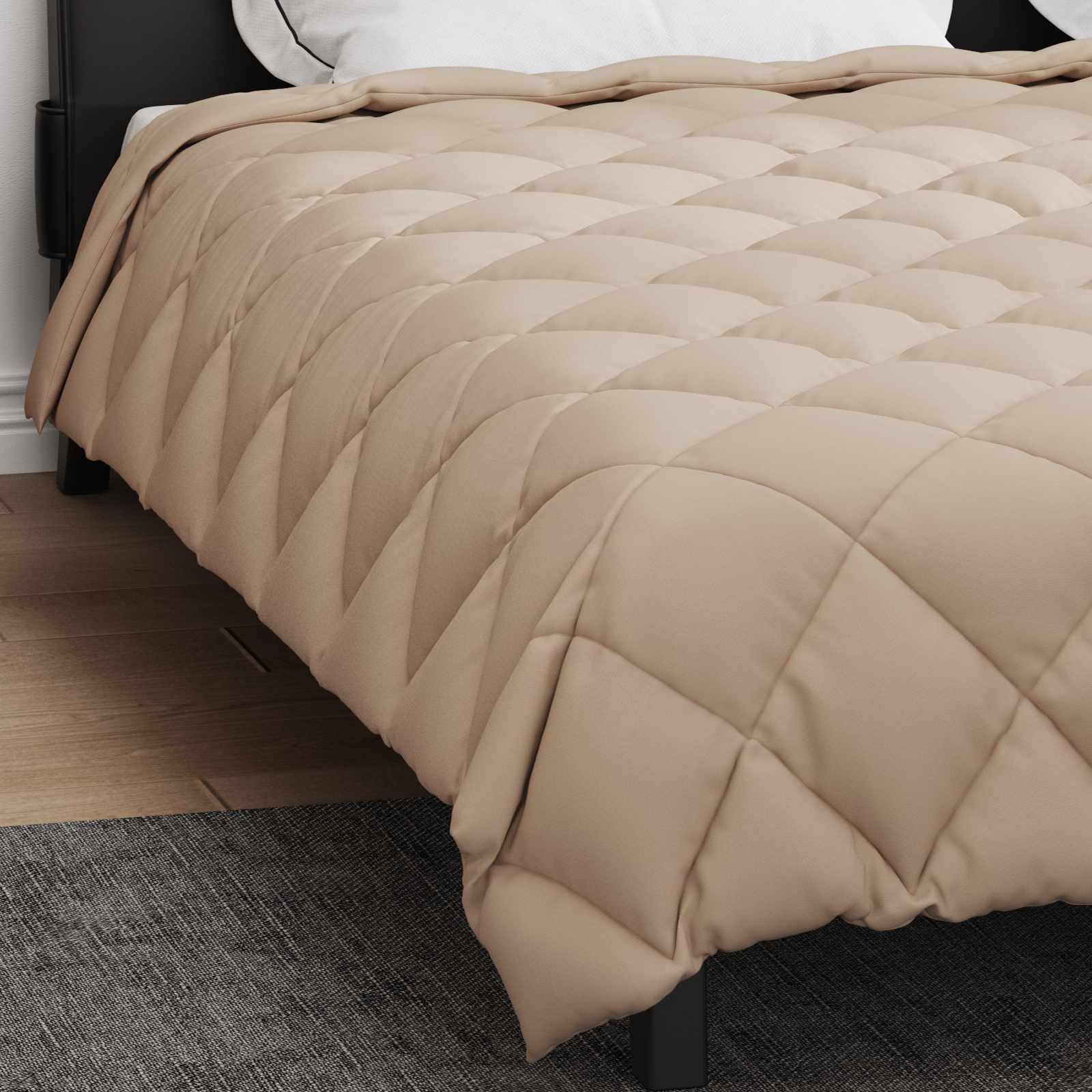 Hothingwell Winter-Bettdecke, Mikrofaser, Taupe, 240 x 260 cm | Gesteppt, leicht und atmungsaktiv, maschinenwaschbar, Öko-Tex-zertifiziert