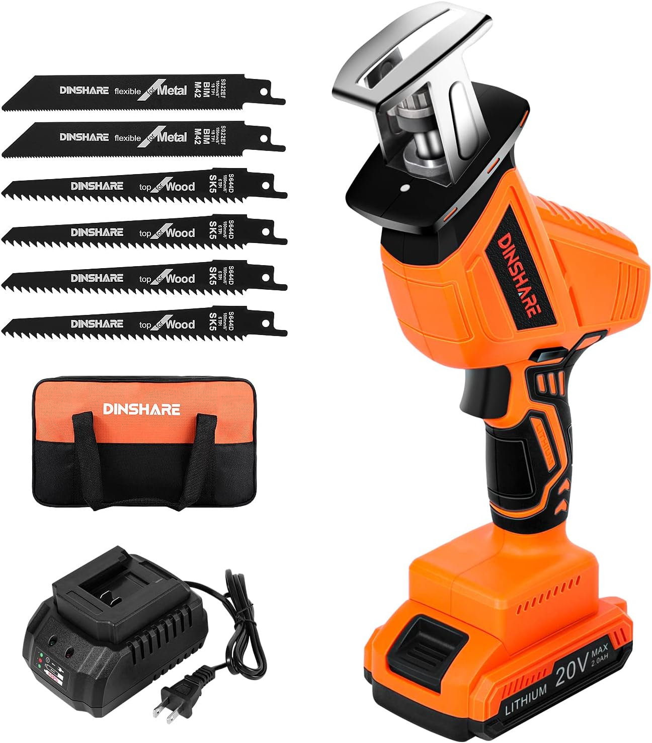 Cordless Reciprocating Saw 20V 2.0Ah Powerful Reciprocating Saw w