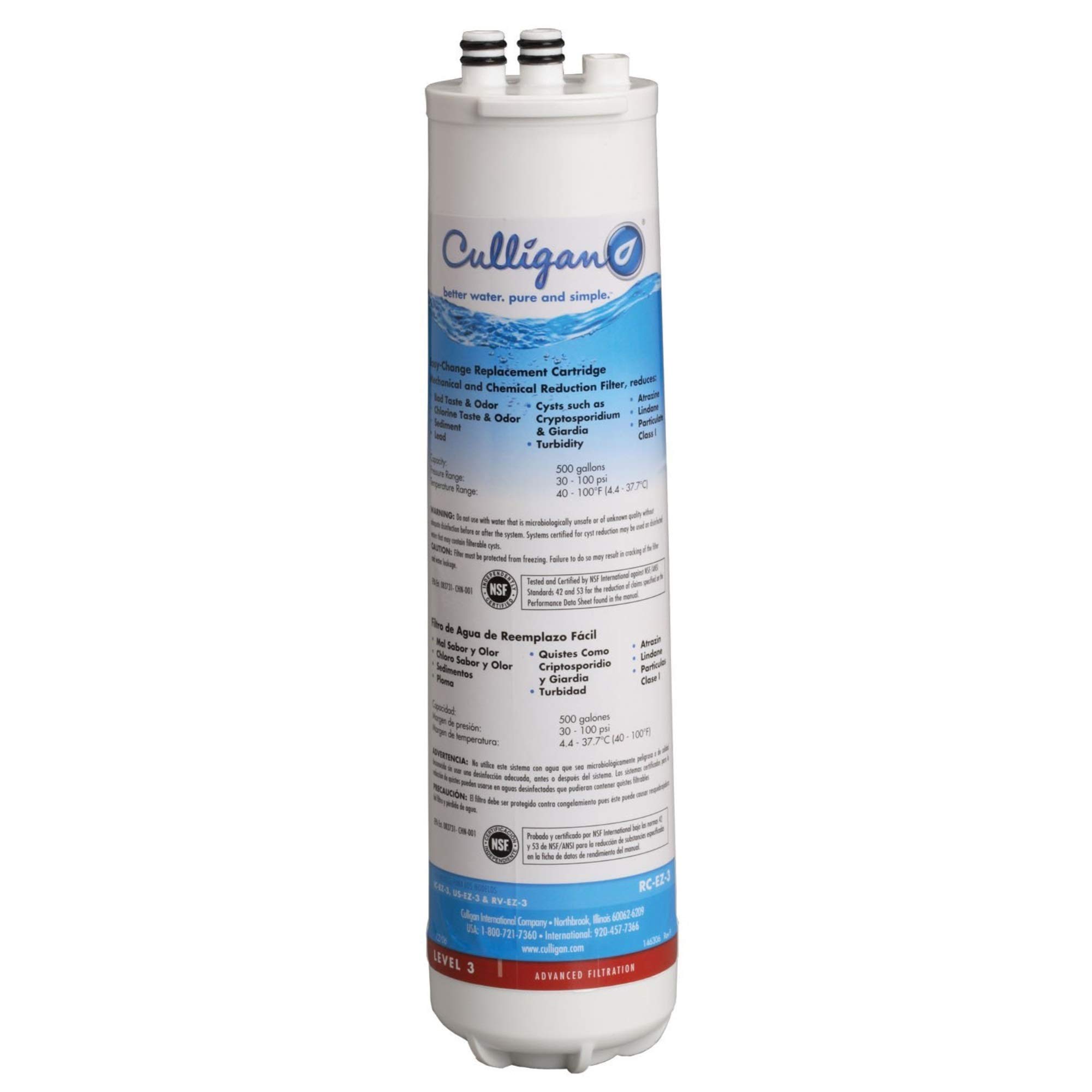 Culligan RC-EZ-3 EZ-Change Advanced Water Filtration Replacement Cartridge, 500 Gallons