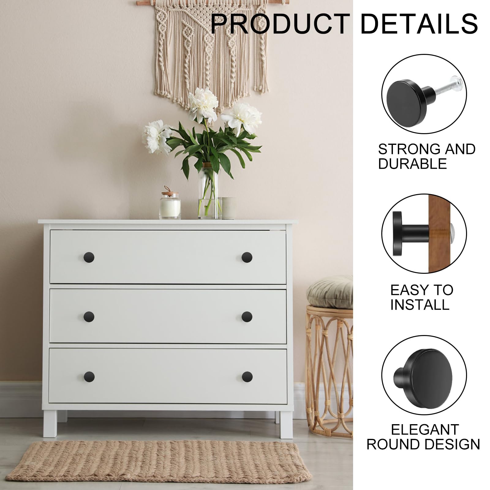 YqsIbth Black Drawer Knobs - Image 3