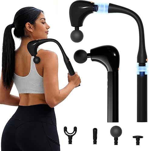 Back Massager for Pain Relief Deep Tissue, 2-in-1 Detachable Forms Percussion Massage Gun, Massage Gun Deep Tissue with 4 Heads & 5 Intensity Levels