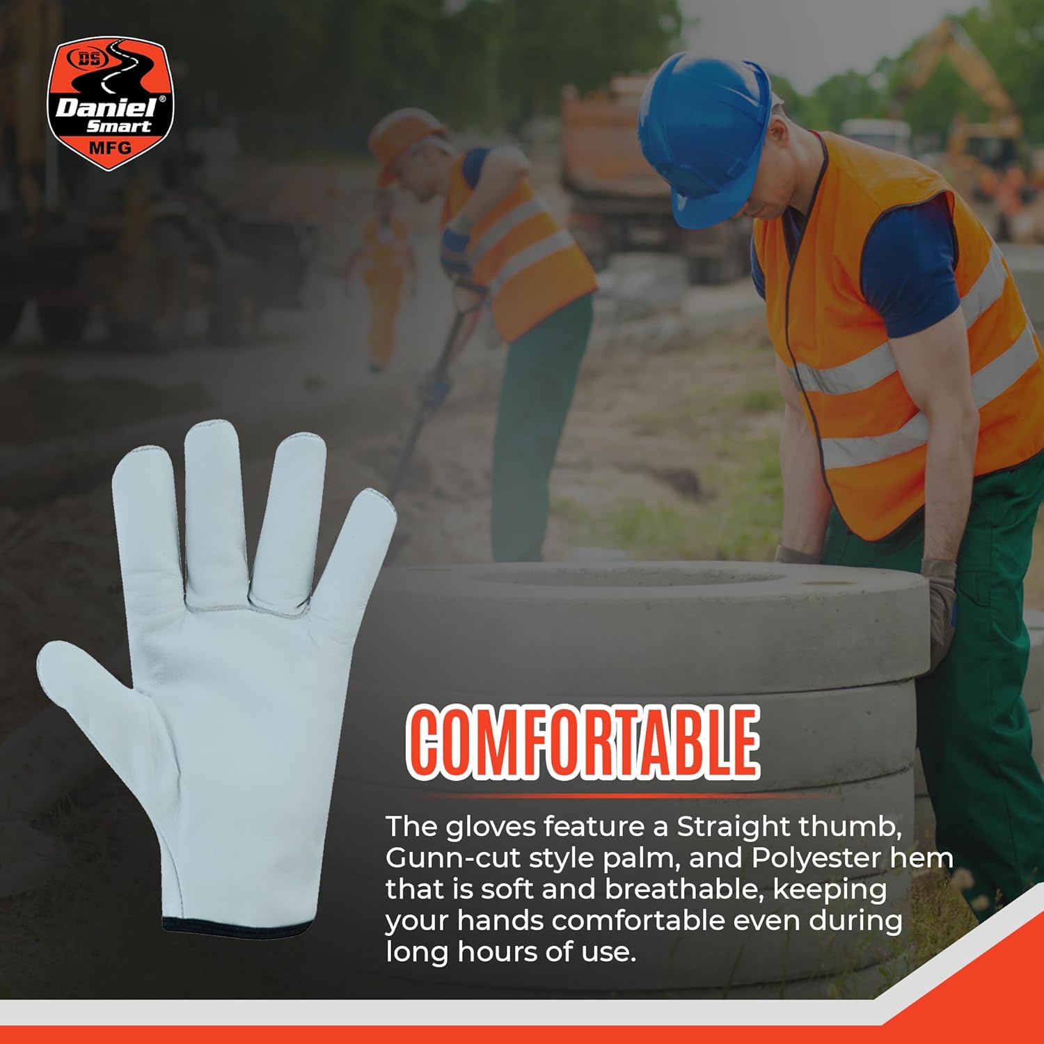 Daniel Smart ゴートスキンレザー作業手袋、ガーデニンググローブ、最大限の保護、耐久性と快適性、溶接、農場、牧場。