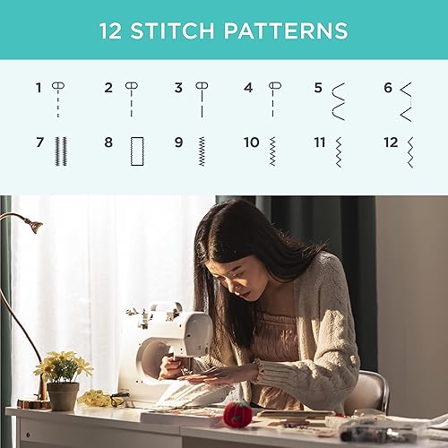 Miniatura 3 de Best Choice Products Máquina de coser compacta kit de 42 piezas máquina de coser portátil multifuncional de 6 V para principiantes con 12 patrones