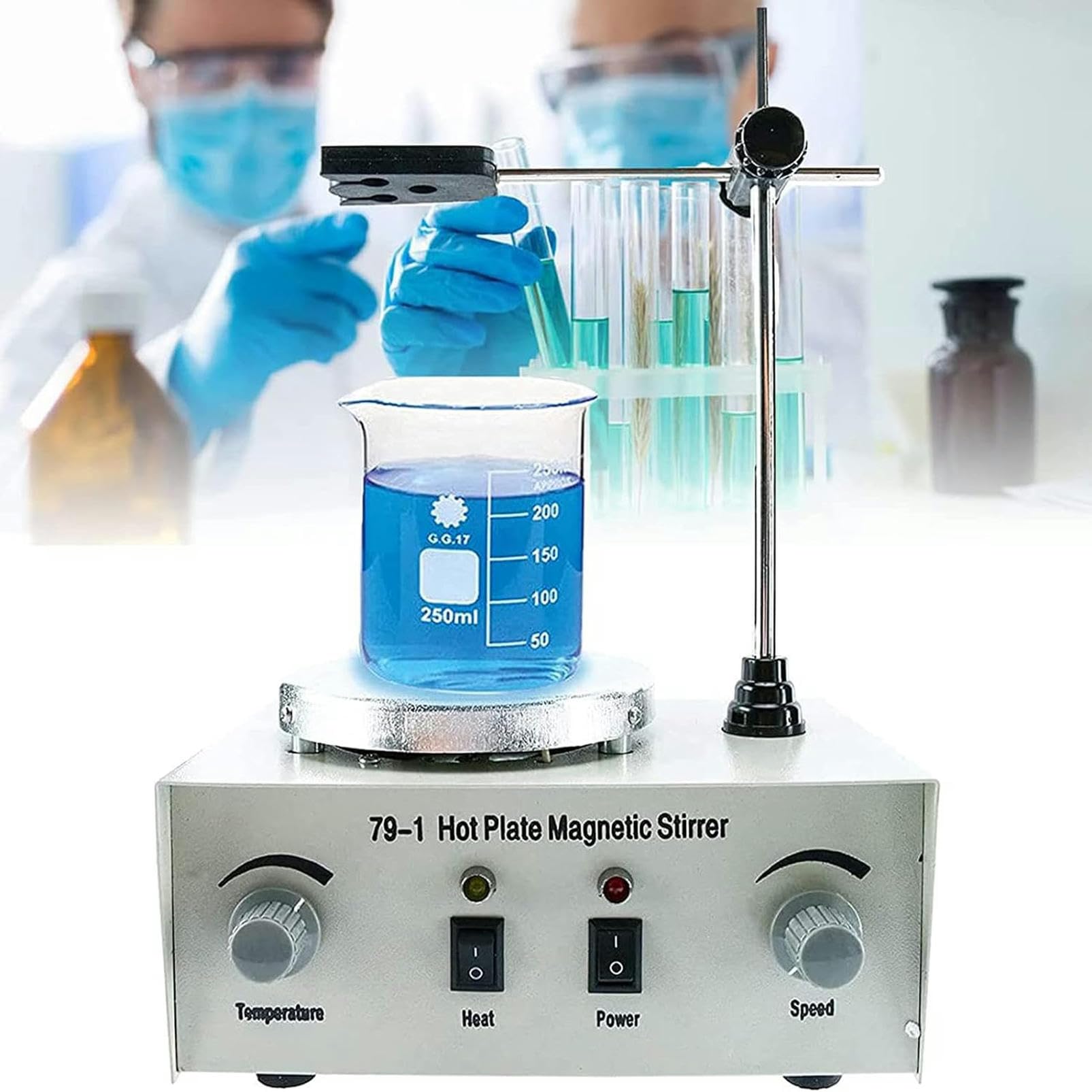 Mezclador Magnético De Laboratorio, Placa Calefactora con Agitador Magnético, Calentamiento Rápido, Duradero, Agitación Puntual Y Multipunto Simultánea, Fácil De Usar.