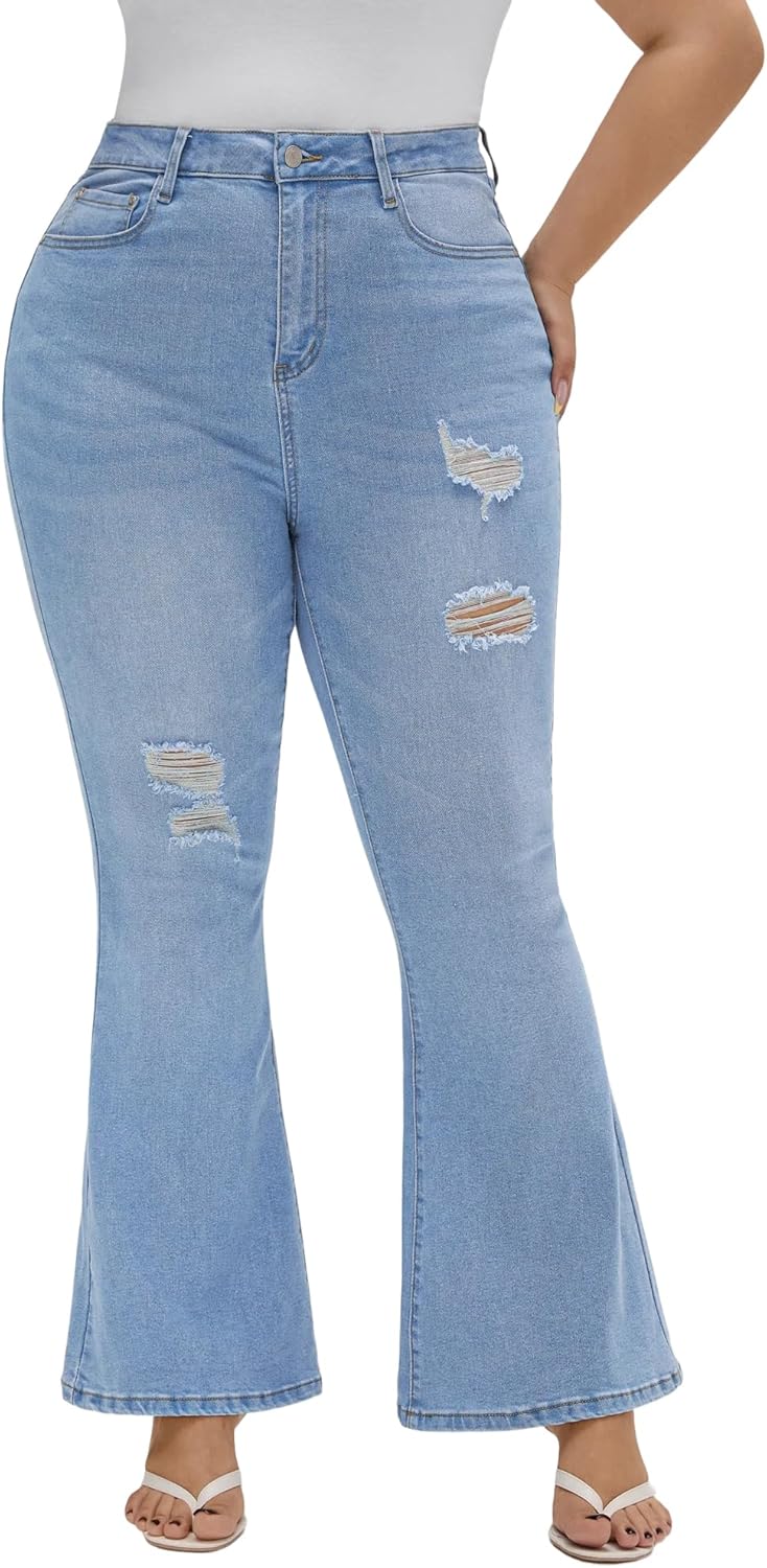 EMMIOL Bell Bottoms Flared Jeans for Women Stretchy High Rised Bootcut 2025 Fall Sexy Curvy Fitted Denim Pants