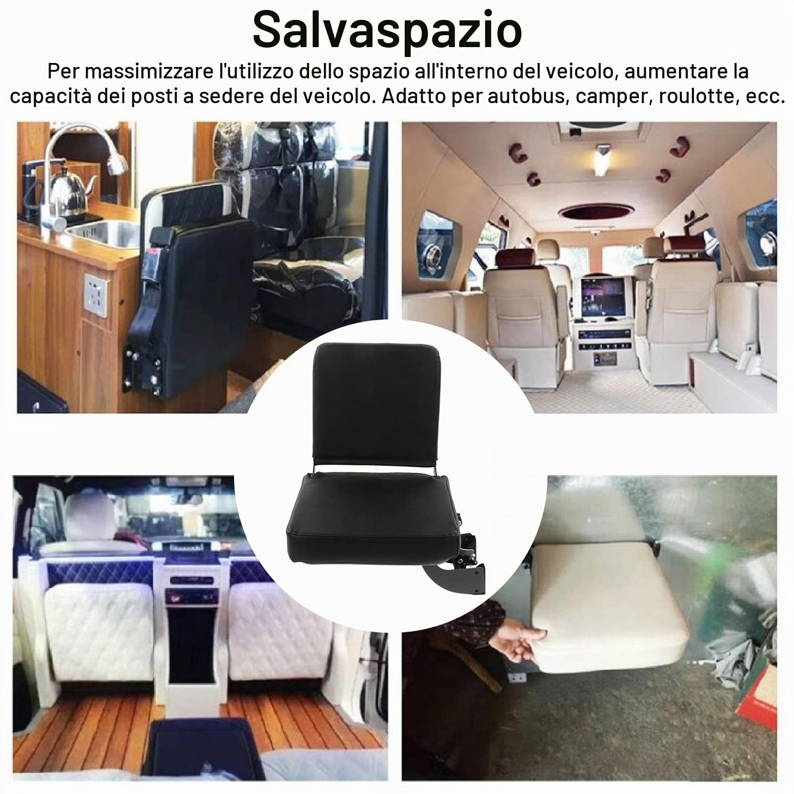 Sedile pieghevole per barca, sedile pieghevole compatto per a rimbalzo automatico Sedile ribaltabile salvaspazio, quando nessuno si siede rimbalza automaticamente