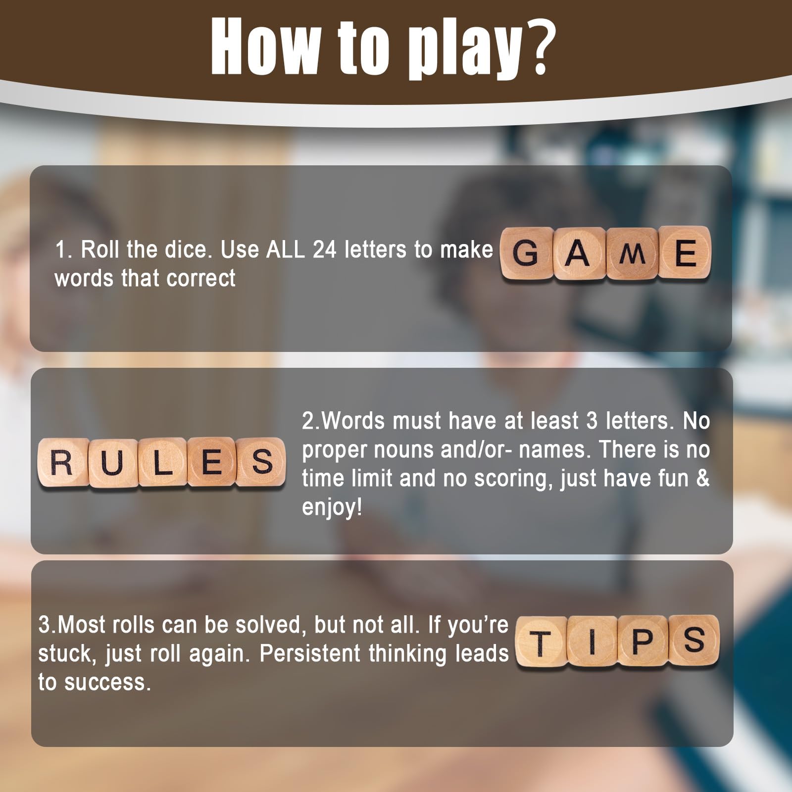 The Crossword - Juego de dados - Doce dados de madera con letras para reuniones familiares, camping y viajes con cajas de almacenamiento portátiles (dos juegos)