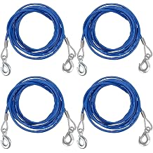 4 PCS 3/8 Inch x 16.4Ft Steel Winch Cable, 15432 Lbs Breaking Strength Heavy Duty Tow Cable, Steel Wire Rope with Swivel Hook and PVC Casing for Towing Truck, Wrecker, Crane, Blue