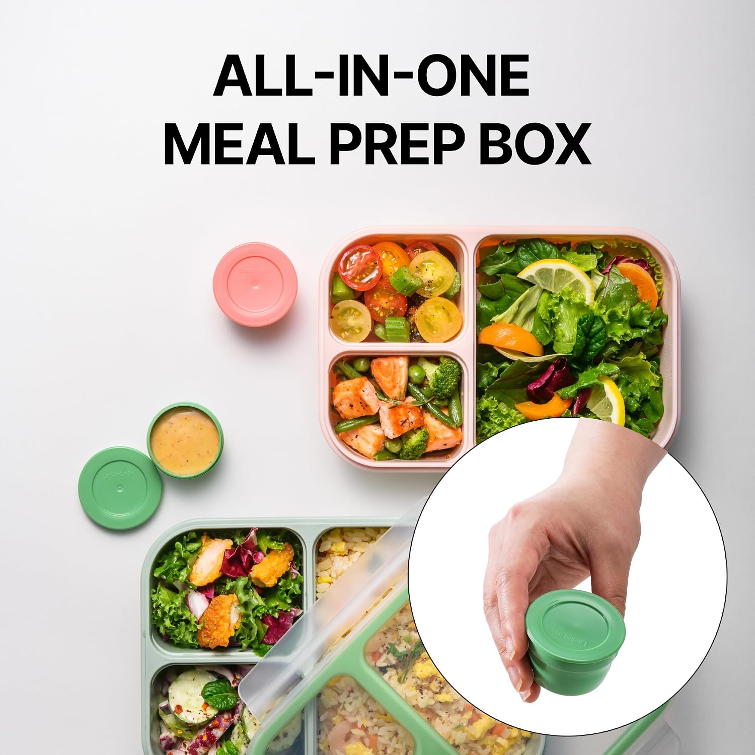 LocknLock Airtight Food Storage Container 1.5L BPA-Free Lunch Box with Divider and Sauce Container